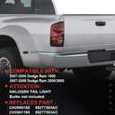Tail Light Assembly Compatible With 2007 2008 2009 Dodge Ram 1500 2500 3500 Driver and Passenger Side Taillight Replace 55277303AC 5277302AC