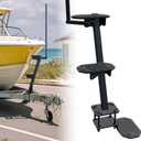 Heavy Duty Boat Trailer Steps for Tongue, 450lbs Capacity Boat Trailer Steps with Long Handrail, Universal Fit Boat Steps for Trailer with 3 Mounting Angle Options, Anti-Rust, Anti-Corrosion Non-Slip