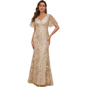 PINMJEE Lace Mother of The Groom Dresses with Sleeves Long Mermaid Mother of Bride Dress Champagne Size 12