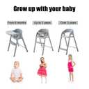 Convertible High Chairs for Babies & Toddlers. 5-in-1 Adjustable High Chair with Removable Tray, Easy to Clean, Portable.Gray