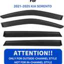 Window Visors Rain Guards Shield for 2021 2022 2023 2024 2025 2026 Kia Sorento, Out-Channel Window Vent Wind Deflectors Visors Shades for 21-26 Sorento