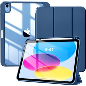 TiMOVO Case for iPad (A16) 11th Generation 11 Inch 2025, iPad 10th Generation Case 10.9 Inch 2022 with Pencil Holder,Slim Protective Cover with Clear Back Shell,Auto Wake/Sleep, Abyss Blue