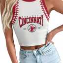 BANGELY Baseball Tank Top Women Baseball Fans Knit Shirts Cute Y2K Graphic Tank Casual Workout Summer Sleeveless Vest Top (White, XL)