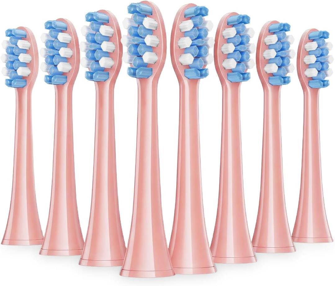 Onlyone Replacement Toothbrush Heads, Compatible with Philips Sonicare Click-on Handles, and AquaSonic Electric Toothbrush, Soft Electric Toothbrush Heads Refills, Pink, 8 Pack