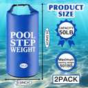 2Pcs Blue Pool Step Weights, 50LB PVC Waterproof Swimming Pool Ladder Weights Sand Bags Foldable Pool Stair Weights for In Ground and Above Ground Pools
