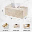 Natural Travertine Textures Tissue Box Cover Rectangular (Only Suitable for Standard Sized Tissue Box) for Decor,Resin Tissue Box for Bathroom Countertop,Bedside,OfficeMade of Resin, Height of 4 in