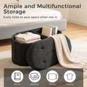 DUMOS Ottoman Bench End of Bed, 30 Inch Ottoman with Storage, Foot Rest Bench Stool with Cushion, Oval Round Folding Storage Chest for Bedroom, Living Room, Entryway, Dorm, Teddy Fabric, Black