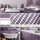 BSICPRO Bathroom Rugs Sets 3 Piece, Toilet Rugs U-Shaped Contour Bath Mat Set, Striped Absorbent Non Slip Chenille Shower Mat, Lavender Purple