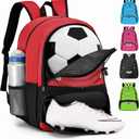 Hsmihair Youth Soccer Bag-Soccer Backpack&Backpack for Football Basketball,with Ball Compartment Separate Cleat Package (Red)
