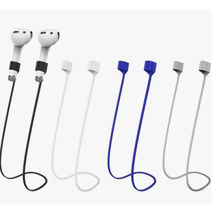 Magnetic AntiLost Straps for AirPods,Colorful Soft Silicone Sports Lanyard, Neck Rope Cord, Black/White/Gray/Blue