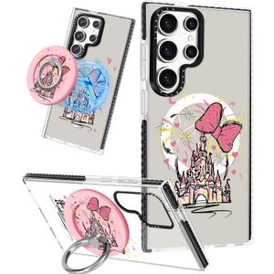 Lotadilo Cute Case for Samsung Galaxy S25 Ultra for Women Girls - Funny Castle Design Compatible with Magsafe Magnetic Ring Holder Kickstand Fashion TPU Phone Covers