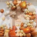 Fall Thanksgiving Balloon Arch Kit with Burnt Orange White Sand Nude Gold Confetti Squirrel Maple Leaf Pumpkin Foil Balloons for Fall Baby Shower Birthday Thanksgiving Autumn Harvest Party Decorations