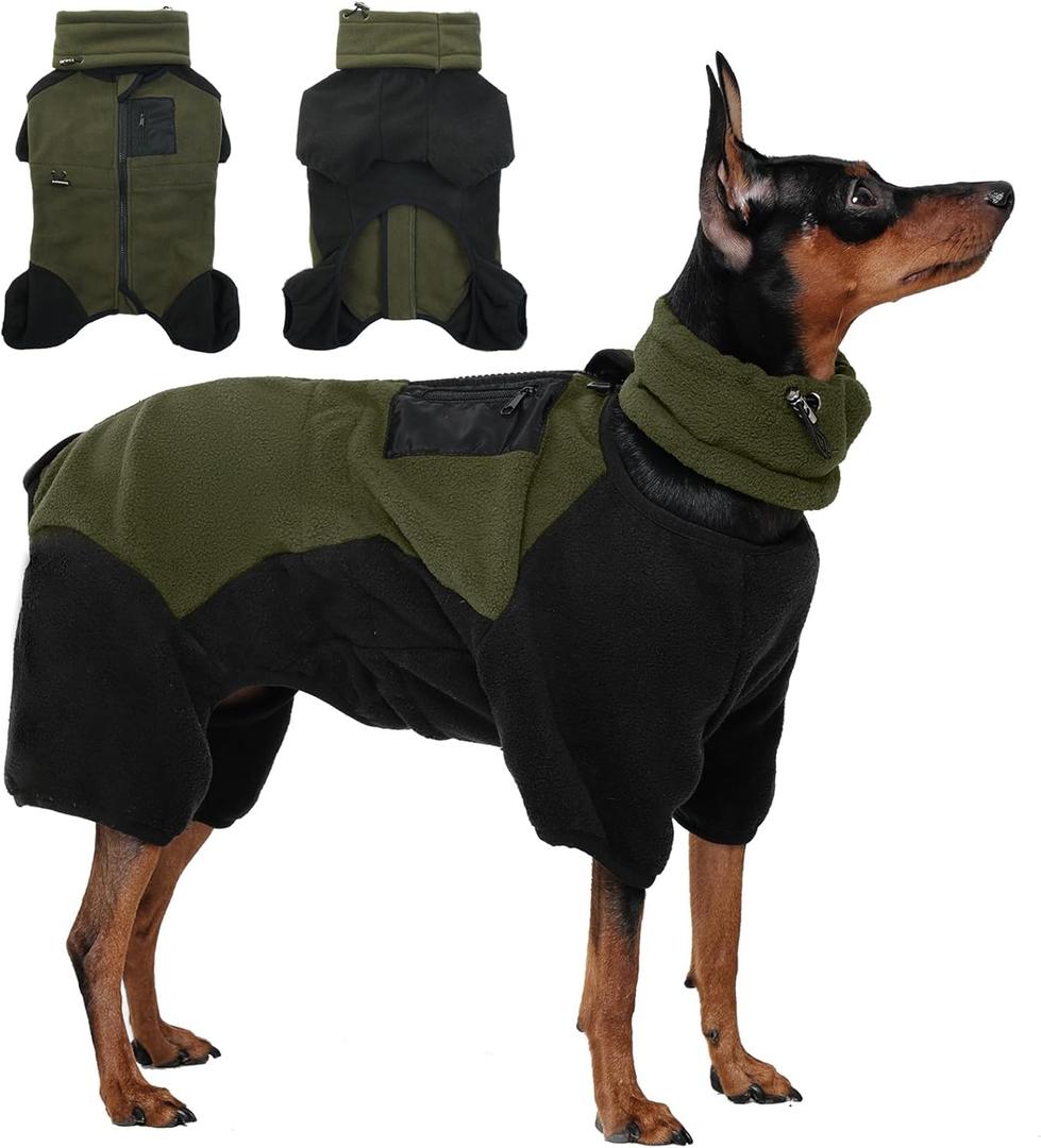 DENTRUN Dog Winter Coat - Polyester Jacket, Pajamas Turtleneck Sweater - Puppy Cold Weather Outfit - Thermal Bodysuit - Soft Jumpsuit, M
