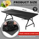 Boao 12 Pcs Plastic Table Cloths Disposable for Parties Picnic Table Covers with Fall Elastic Fitted Elastic Cover Rectangle Waterproof for Thanks Giving Christmas Picnic(8 Ft, 96 x 30 Inch,Black)
