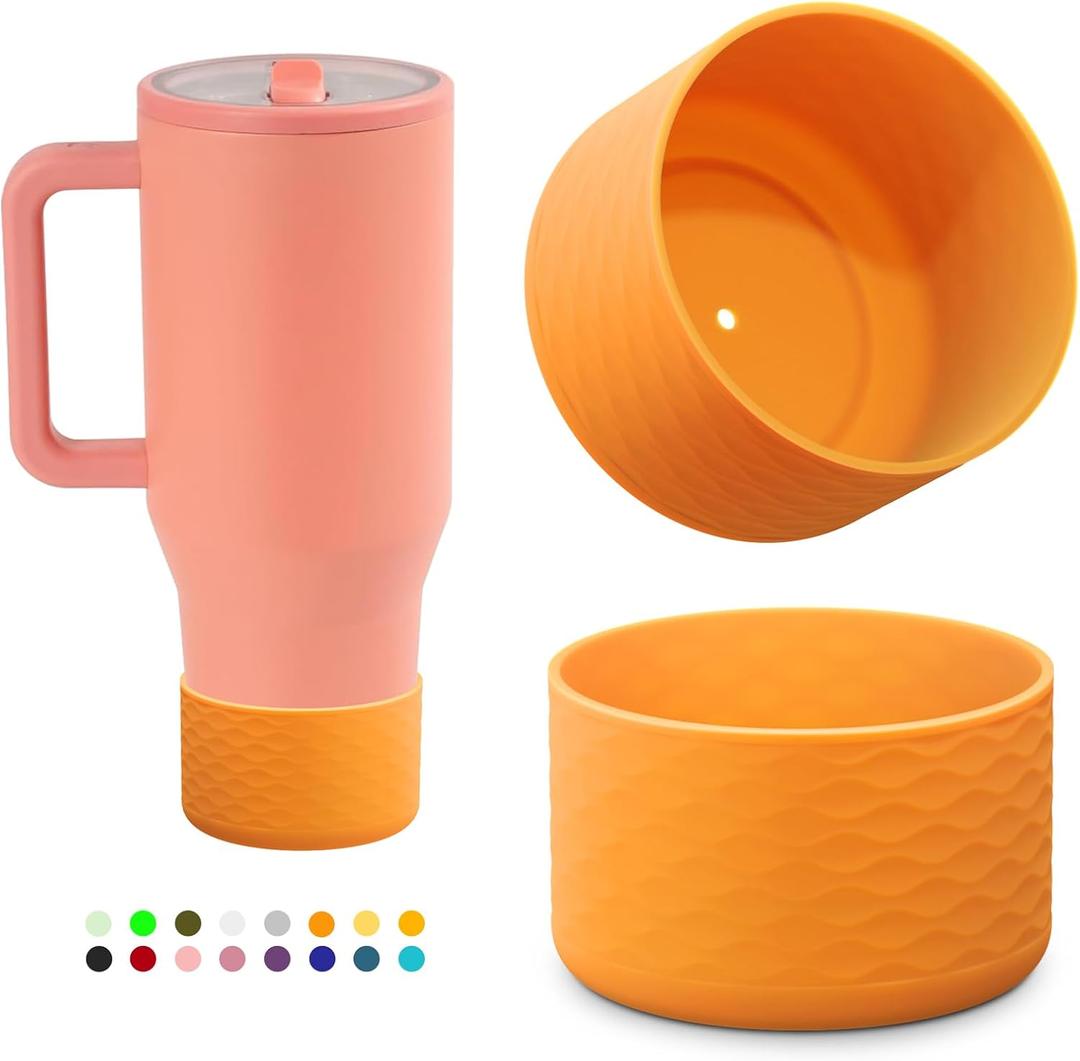 6 x yoelike 2 PCS Silicone Boot for Hydrojug Traveler 40 oz Tumbler, Anti-Slip Protective Sleeve for Hydrojug Stainless Steel Tumbler, Bottom Bumper Cover Accessories, Dishwasher Safe, BPA Free (Orange)
