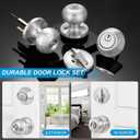 Plustool 5 Pack Entry Door Lock and Single Cylinder Deadbolt Combo Set, Keyed Alike Satin Nickel Exterior Door Knobs with Lock&Keys, Round Ball Door Locksets with Deadbolt for Entrance and Front Door