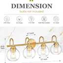 Bathroom Light Fixtures, 4-Light Brushed Gold Vanity Lights with Globe Clear Glass, 30 Inch Champagne Bronze Vanity Lighting Fixtures Over Mirror, AD-22280-4W-GD