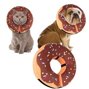 Recovery Donut Collar for Dogs & Cat,Inflatable Dog Cone Collar Alternative After Surgery,Soft Dog Cone for Large Medium Small Pet, Adjustable Pet Neck Donut(Brown,Small)