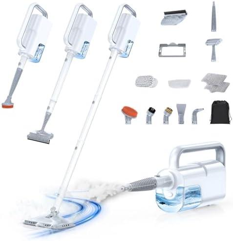 LABIGO 10-in-1 Steam Mop with Detachable Handheld Steamer, 350ml Tank, 10s Heat-Up, 248°F Steam Cleaner, 2-Level Control and Swivel Head for Floors, Carpets, Tiles, BBQ grill and Multi-Surface