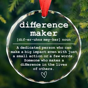 2 x Difference Maker Gifts for Women, Going Away Farewell Gifts for Coworkers, Appreciation Gift for Boss Goodbye Gift for Coworker Women Glass Christmas Ornament