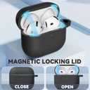Ljusmicker for AirPods 4 Case 2024 with Cleaner Kit,Soft Silicone Protective Cover for Apple AirPods 4th Generation Cases for Women Men,for AirPod 4 Case Accessories with Keychain-Magnetic Black