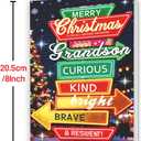 3 x Hongshan Christmas Card for Grandson,Christmas Holiday Card,Great Xmas Gifts Idea from Grandma Grandpa