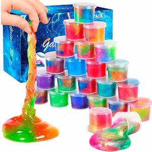 Party Favors Slime 24 Pack, Reusable Galaxy Slime Bulk for Kids Christmas Stocking Stuffers, Goodie Bag Fillers, Classroom Prizes, Sensory and Tactile Stimulation Toy for Girls and Boys