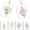 AmazingSpark 50 Set Floral Blank Gift Tags with String, 2x3 in Watercolor Flower Paper Hang Tags for Mother's Day Bridal Baby Shower Birthday Wedding Party Favors Supplies (Warm, Wildflower)