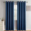IGEMAEVE Blackout Curtains 90 Inch Length 2 Panels Set, Black Out Curtains for Bedroom 90 Inch Long, Grommet Energy Saving Room Darkening Drapes for Living Room Window Navy Blue(W52 x L90)