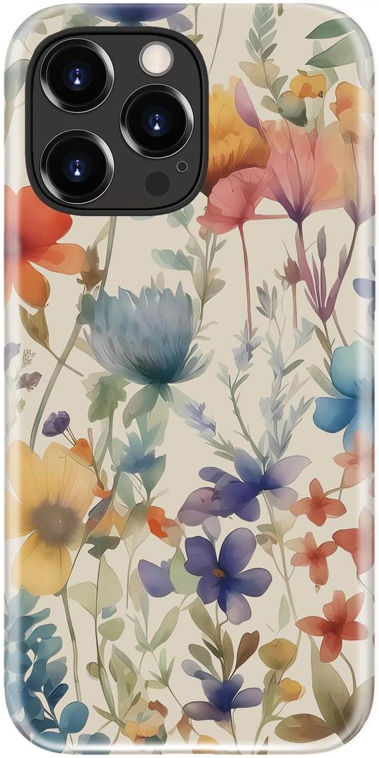 LUMARKE for iPhone 15 Pro Max Case,Trendy Flower Cover,Wireless Charging