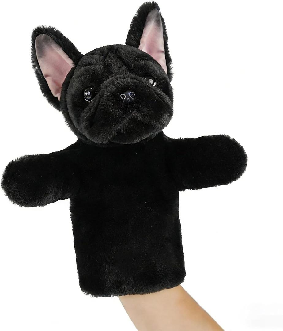 Animal Hand Puppet Plush Dog Toy for Kids Interactive Storytelling Educational Pretend Play Puppet Classroom and Home Birthday French Bulldog