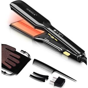 DORISILK 500 Degree Vibrating Ceramic Hair Straightener, 2 in 1 Hair Straightener and Curler, Plasma Flat Iron Get Frizz-Free Hair (500FWV)