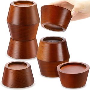 Novabright Set of 4 Solid Wood Furniture Risers Bed Risers Heavy Duty Round Furniture Height Extenders Lifts with Non-Slip Recessed Hole for Bed, Sofa, Chair, Table (2" Hight, Walnut Color)