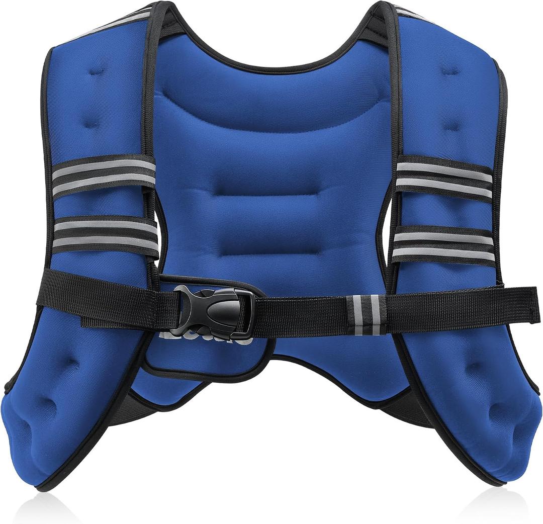 ZELUS Weighted Vest, 12lb Weight Vest with Reflective Stripe for Workout, Strength Training, Running, Fitness, Muscle Building, Weight Loss, Weightlifting, Blue (12 lb)