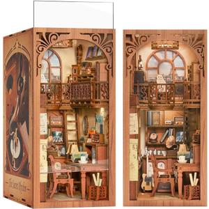 Fsolis Book Nook Kit Music, DIY Miniature Room House Kit 3D Wooden Puzzles for Adult Decorative Bookend Bookshelf Nook Decor Gifts for Women Teens and Book Lovers(The Secret Rythm)