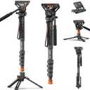 Professional Camera Monopod with Feet, 73.2 inch Aluminum Portable Travel Video Monopod with Removable Tripod Stand Base, Max Load 22 Lbs, New Q6 Fluid Head for DJI RS4 Manfrotto