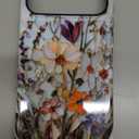 for iPhone 17 Pro Max Case Cute - Wireless Charging Compatible - Dual-Layer Hard Shell + Silicone Cover - Aesthetic Protective Phone Case for Women - Marble Pressed Flowers