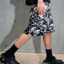 MECH-ENG Men's Graphic Print Mesh Athletic Shorts Basketball Streetwear Lightweight Drawstring Shorts with Pockets (Blue) S