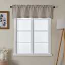 Lecloud Stone Valance for Windows 1 Piece, Kitchen Window Valance 14 Inch, Light Filtering Faux Linen Slub Textured Bathroom Basement Bedroom Rod Pocket Small Curtain Valance, 60" W x 14" L