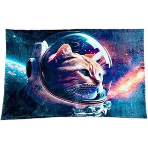 Pop's Parts Plus Astro Cat Novelty Throw Blanket | 60 x 80 Inch Space Cat Blanket | Rectangle Throw Blanket Astro Cat