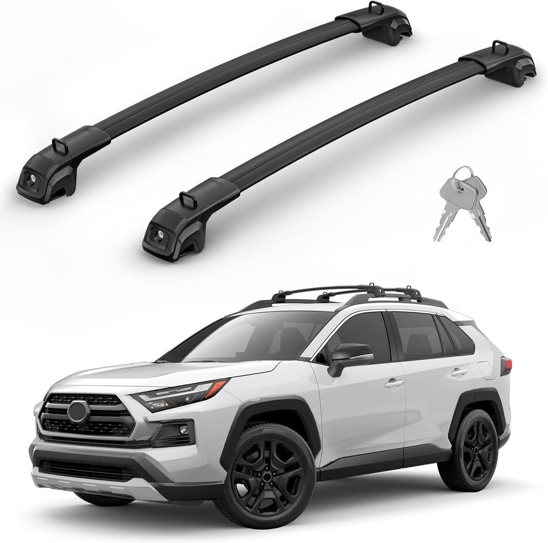 330Lbs Roof Rack Cross Bars Compatible with Toyota RAV4 Adventure/TRD Off-Road 2019-2025, Heavy Duty Aluminum Roof Rails Top-Mount Crossbars Rooftop Luggage Racks Cargo Carrier
