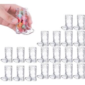 Mini Cowboy Boot Shot Cups, Plastic Western Cowboy Boot Cups Reusable for Cowboy Cowgirl Party, Bachelorette Party, Wedding Decor Supplies (20, Clear)