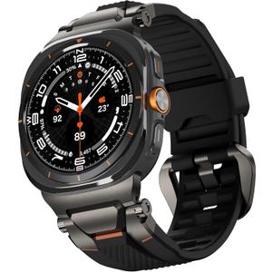 ULTIMAL Watch Band for Samsung Galaxy Watch Ultra 47mm (2025/2024) Compatible with Samsung Watch Strap Bands for Men Sport Bands for Watch Rugged Premium TPU & Metal (Black+Grey)