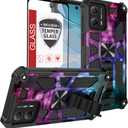 for Moto-G-5G-2024 Phone Case [Not Fit 2023,2022,2021] w/Tempered Glass Screen Protector(Full Coverage)[15FT Mil-Grade][Built-in Kickstand] Car Magnetic Protective Cover for Women Man Blue Star Galaxy