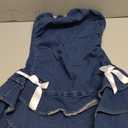 WDIRARA Women's Strapless Denim Mini Dress Bandeau Layered Ruffle A Line Bow Dresses (Medium)