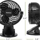 Holmes 4 On-The-Go Personal Fan with Clip 3 Speed Settings, 360 Rotation, Rechargeable Battery, USB-C Charging, Compact & Portable Design, Black Ideal for Desks & Personal Spaces