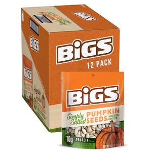 BIGS Pumpkin Seeds, Simply Salted Homestyle Flavor, 5 oz. (Pack of 12), BBD: DEC 29/2026