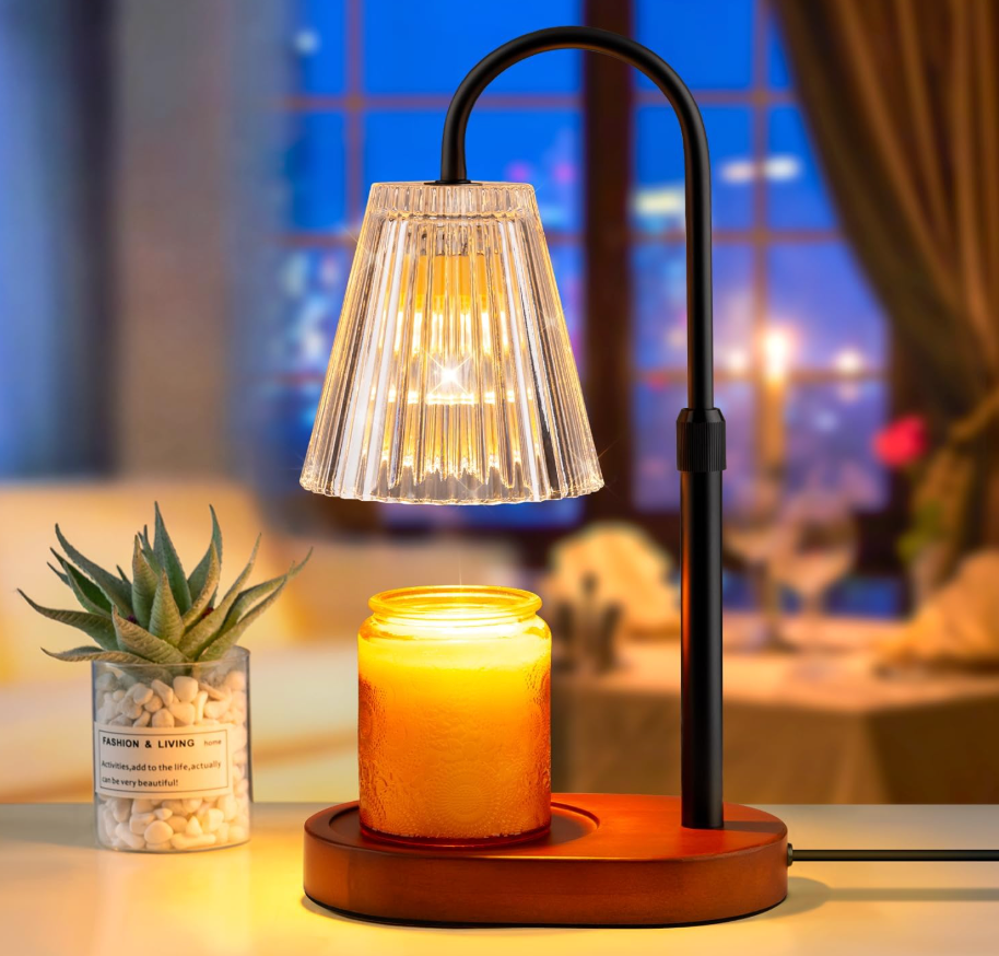 Candle Warmer Lamp with Timer - Electric Candles Wax Warmers Glass Lamps For Jar Candles Burner Adjustable Height and Dimmable Light Modern No Flame Scented Candle Warming Lantern Melter Light