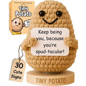 Tiny Potato - Positive Crochet with 30 Swappable Affirmation Cards | Small Gifts for Women, Teen Girls, for Birthday, Mental Health, Friendship, Emotional Support | Mothers Day Present Idea for Women