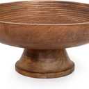 Decorative Mango Wood Serving Bowl For Fruit Or Salad, Wooden Centerpiece Display Tray Basket Platter Dish For Kitchen Counter & Dining Table Decor, Round 12 x 5 Inch, Large Natural Rustic Farmhouse